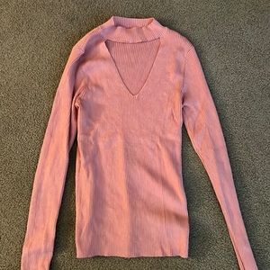 Pink ambiance cut out vneck sweater